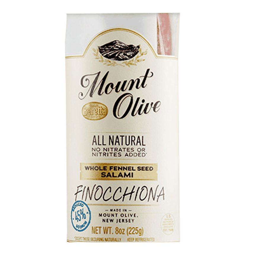 Mount Olive Finocchiona reduced sodium Italian salami with fennel seeds, 8 oz package